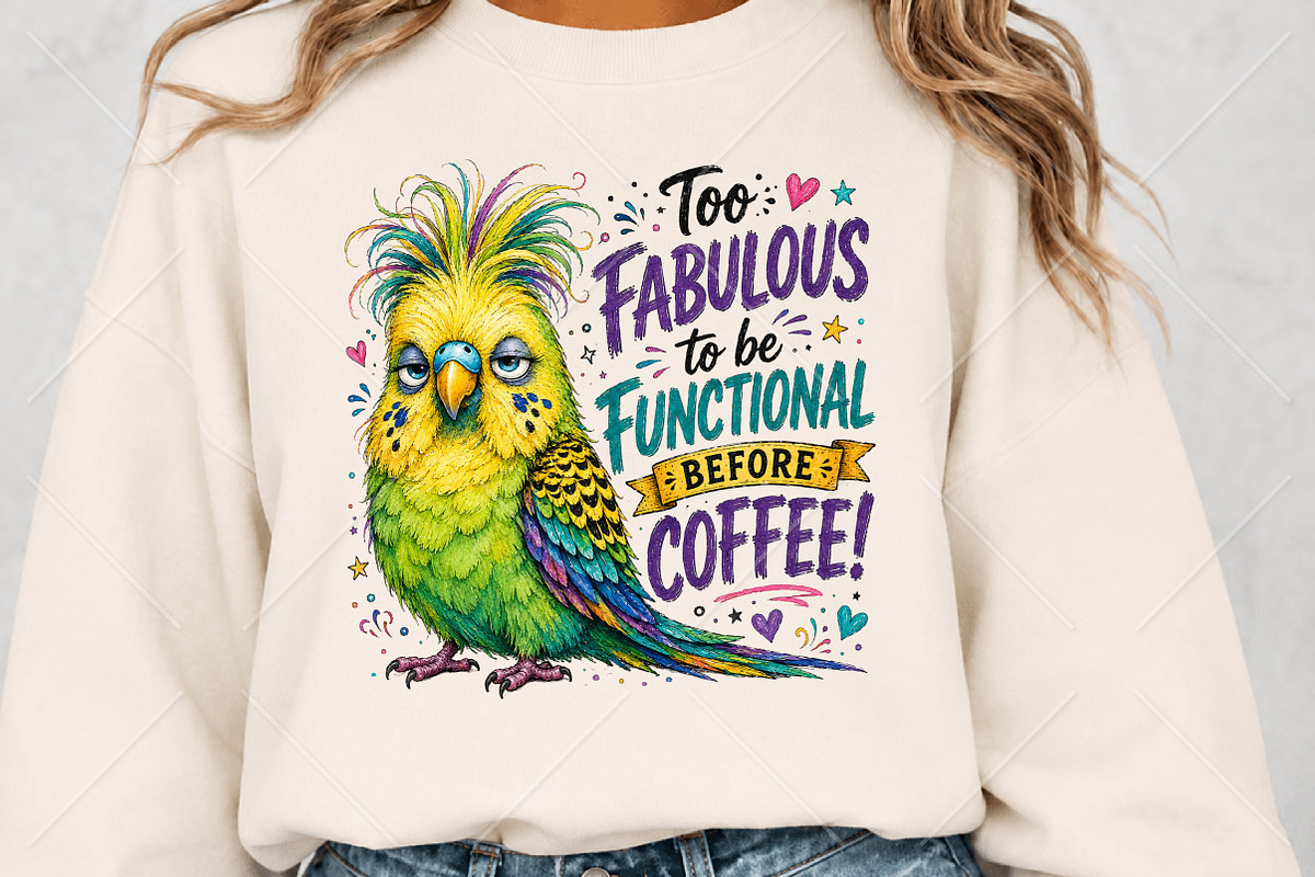 Too Fabulous Funny Parakeet Coffee, a Seasonal Illustration by Canvas Craft (Photo 5 of 6)
