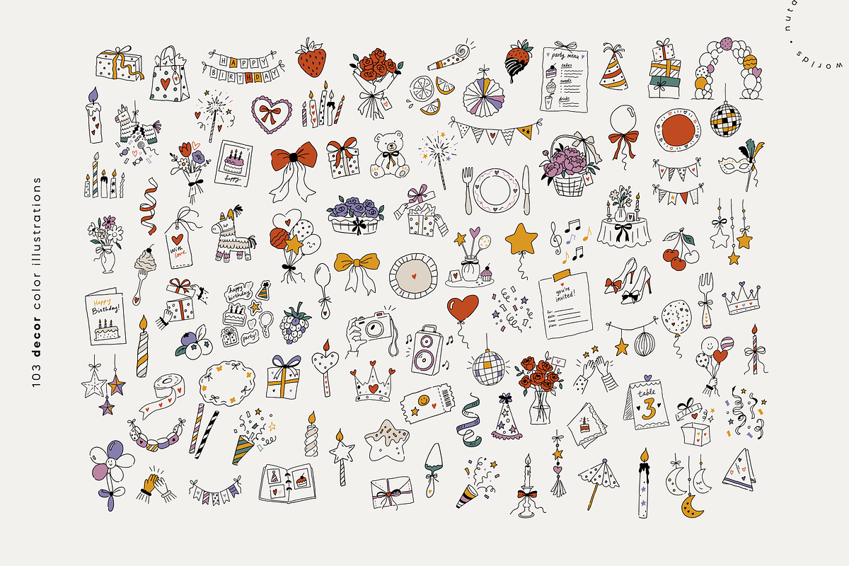 Birthday & Cakes Handmade Doodles, a Food Illustration by Nutalin Art (Photo 8 of 16)