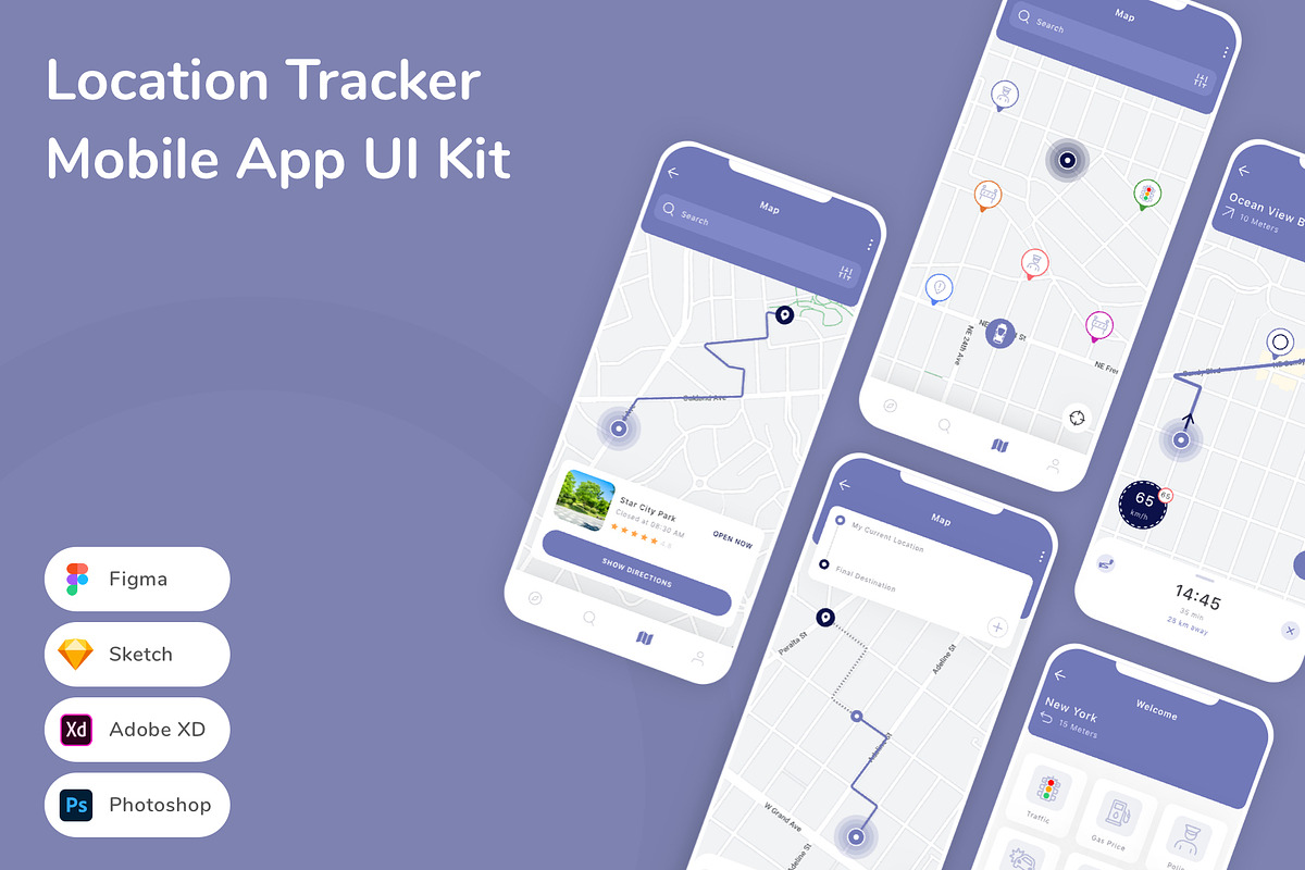 Location Tracker Mobile App UI Kit, an UI Kit Template by Betush