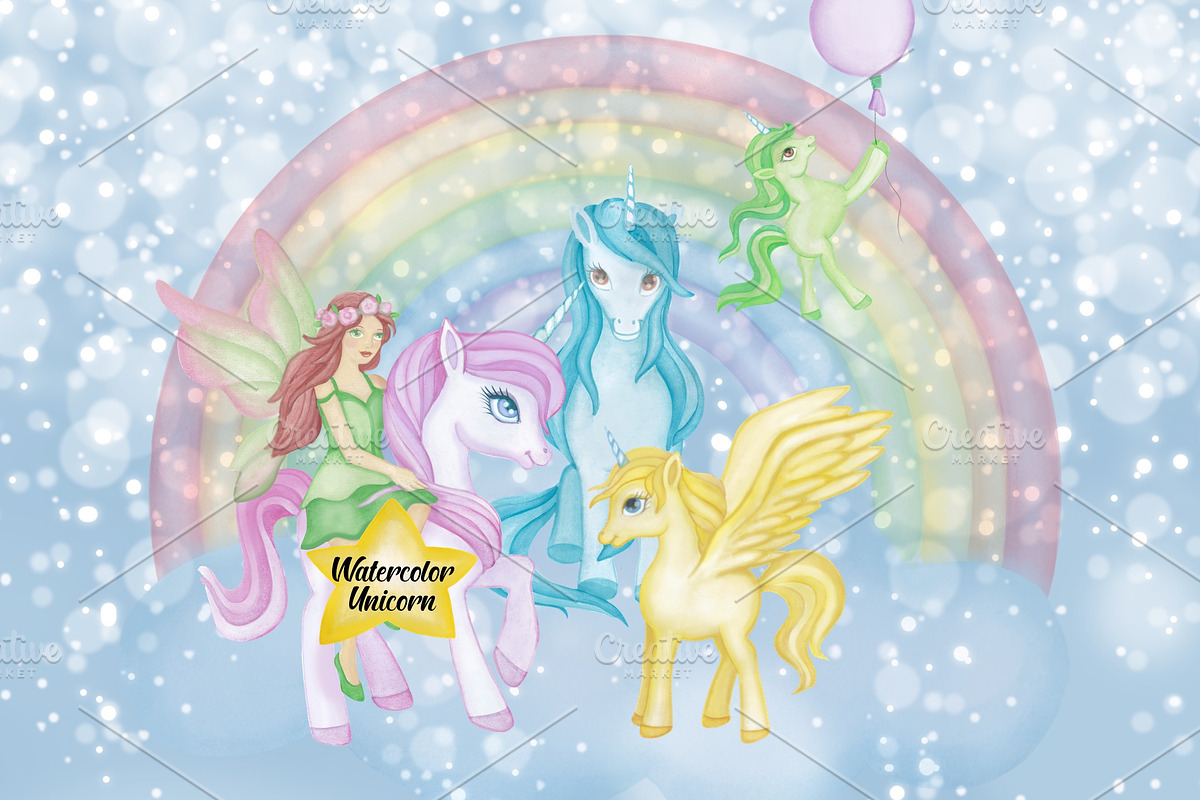 Watercolor Unicorn, an Illustration by Whimseez (Photo 3 of 4)