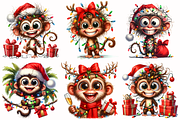 Funny Christmas monkeys clipart, an Animal Illustration by AnetArtStore (Thumbnail 2 of 7)