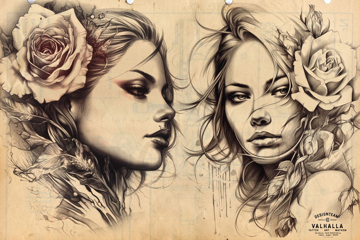Procreate / Fine Art tattoo flash, a Brush Add-On by Studio.Valhalla (Photo 3 of 4)