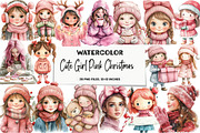 Cute Girl Pink Christmas Clipart, an Illustration by DreamArtGraphic (Thumbnail 1 of 5)