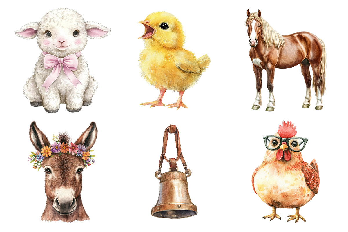 Farm Yard Animals, Clipart, an Illustration by Daily.Designs (Photo 4 of 5)