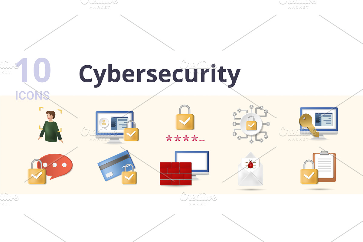 Cybersecurity set. Creative icons, an Object Illustration by Aimagenarium@gmail.com