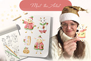 Family Christmas Watercolors Cartoon, a Seasonal Illustration by Elena Malgina Clipart (Thumbnail 20 of 20)