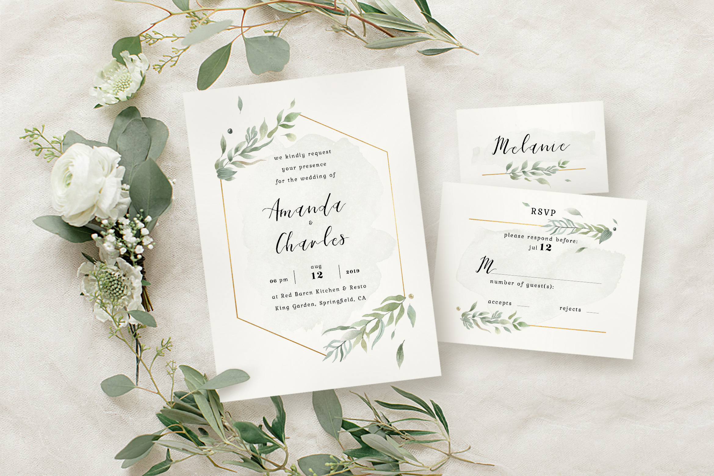 Modern Gold Foliage Wedding Suite, an Invitation Template by ...