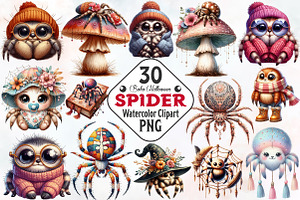 Boho Halloween Spider Clipart, an Illustration by RobertsArt