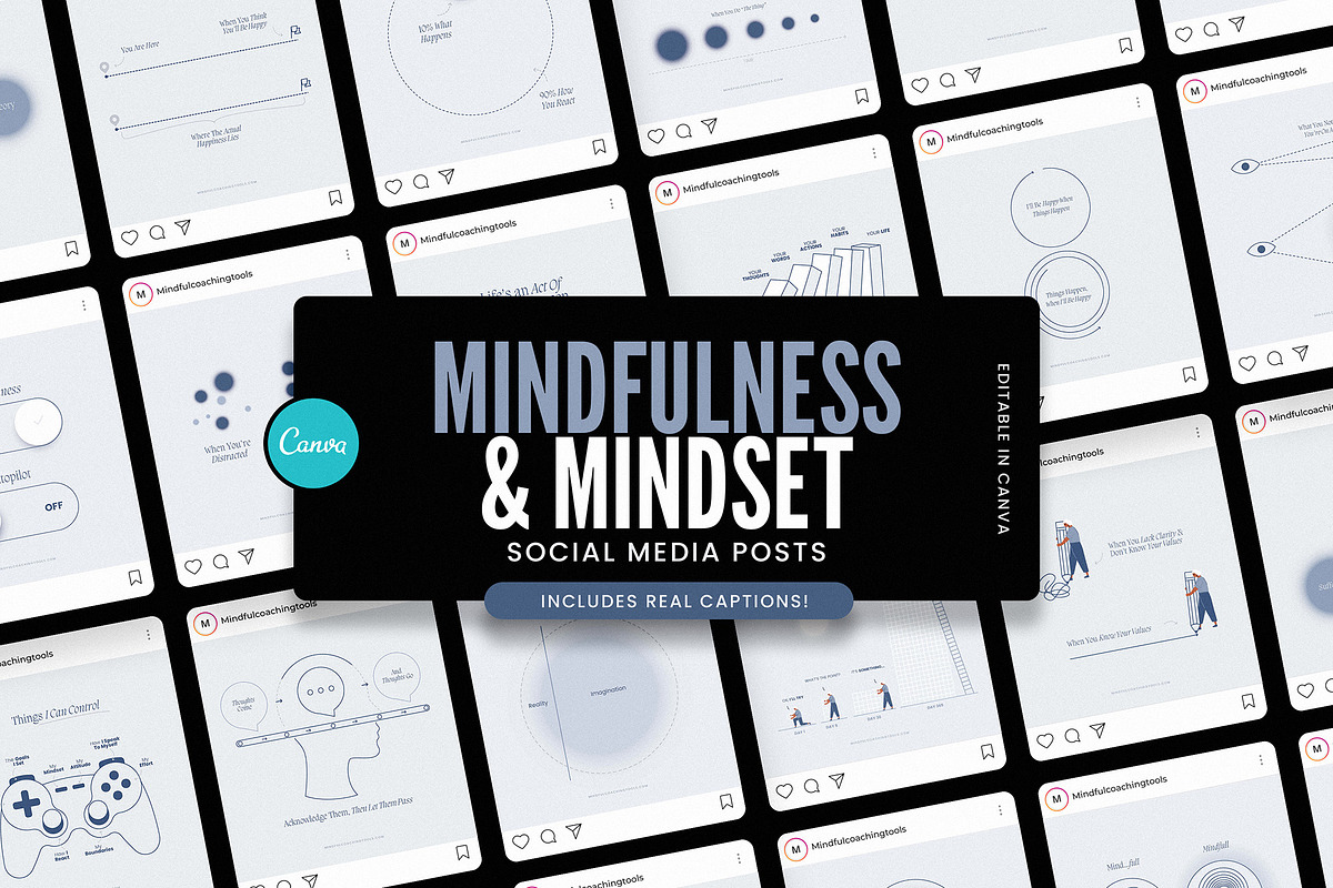 Mindfulness & Mindset Instagram Kit, a Social Media Template by AndrewPixel (Photo 1 of 11)