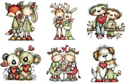 Valentine's Day Animal Couple PNG, an Illustration by Craft Nest (Thumbnail 7 of 9)