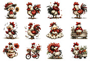 Whimsical Farm Rooster Clipart, an Illustration by Dream Creation (Thumbnail 3 of 4)