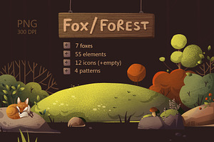 Fox And Forest /digital Illustration