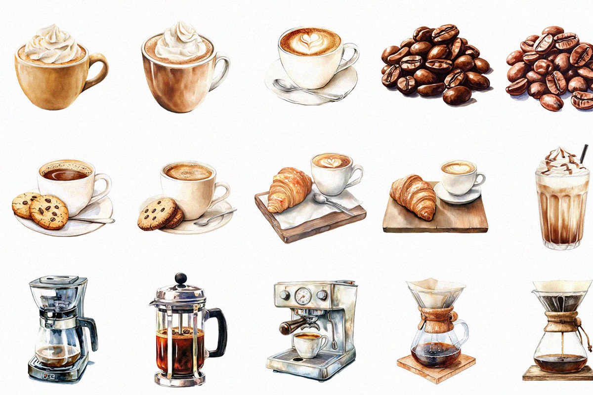 Watercolor International Coffee Day, a Food Illustration by DesignBTF (Photo 2 of 6)