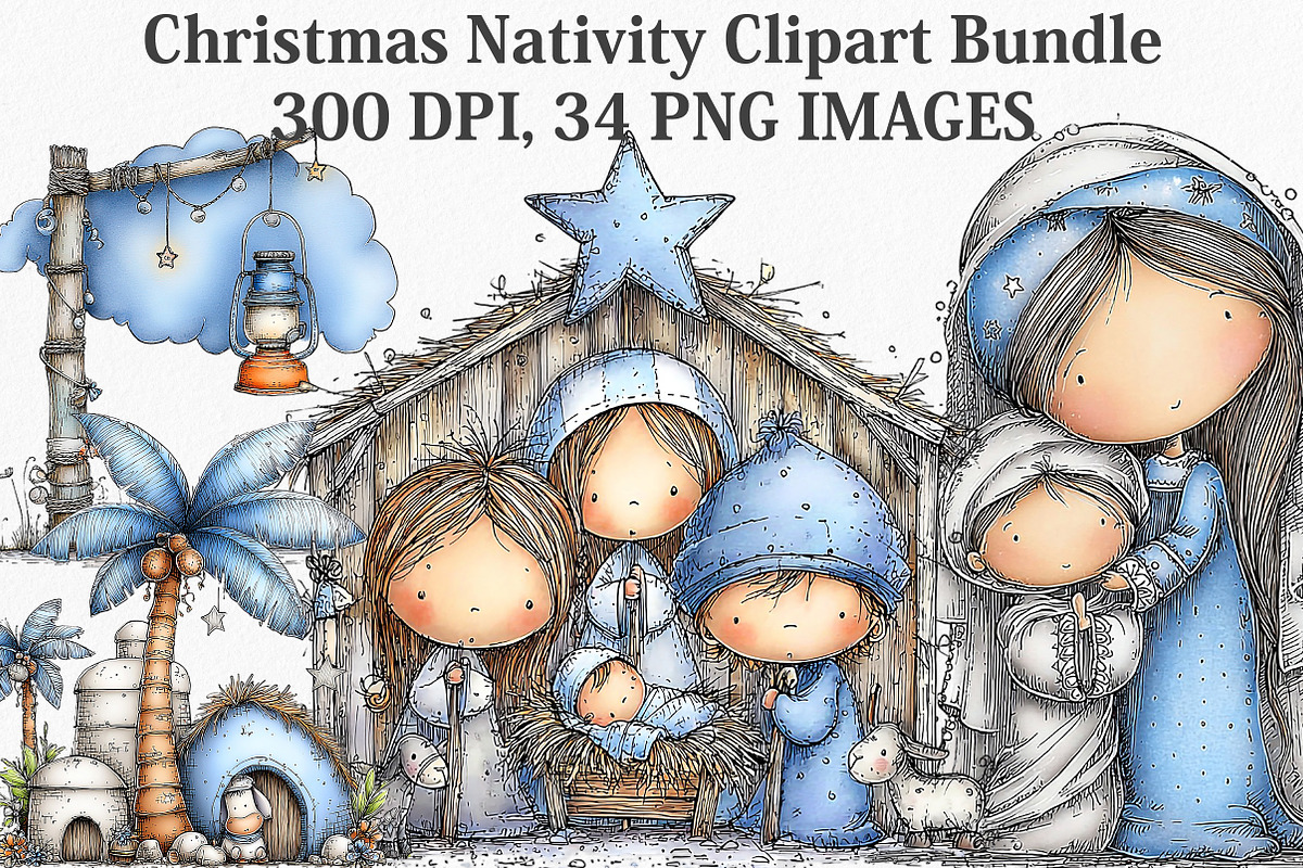 Christmas Nativity Clipart Bundle, an Illustration by Canvas Craft (Photo 1 of 6)