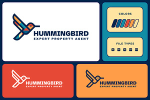 Modern Outline Hummingbird Logo