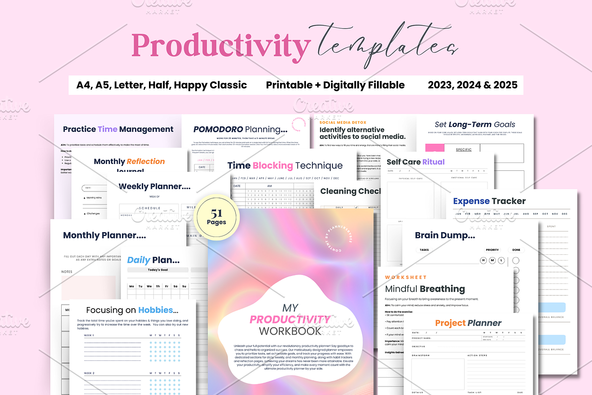 2024 Productivity Planner, a Print Template by PlannersByBee (Photo 1 of 3)