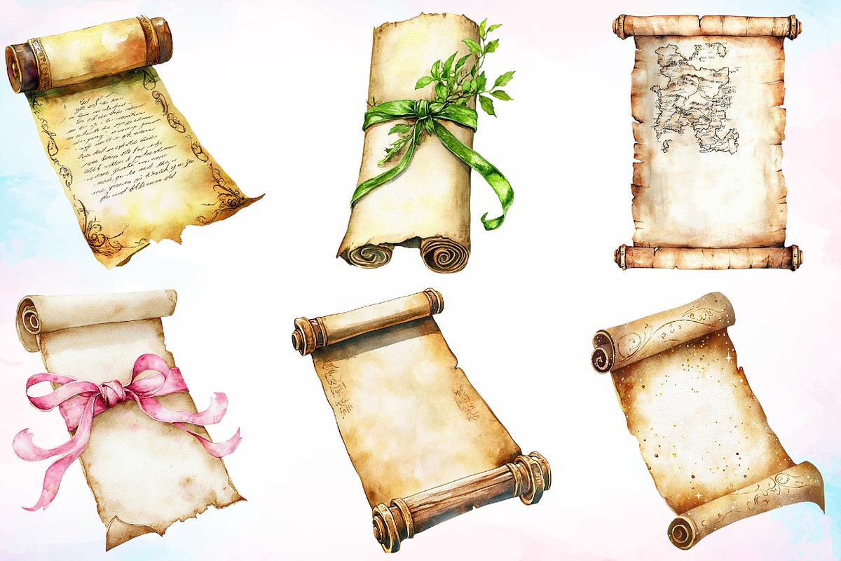 Vintage Medieval Scroll Clipart PNG, an Illustration by Canvas Craft (Photo 2 of 3)