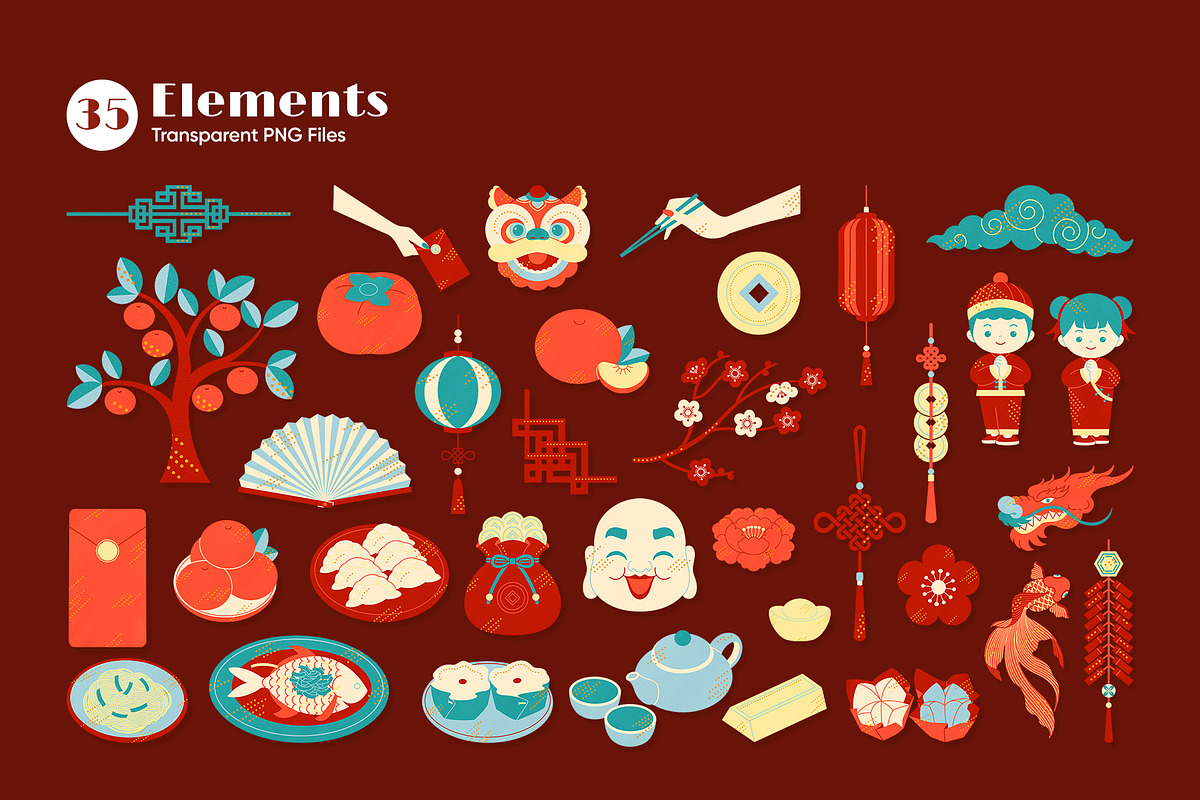 Minimal Chinese New Year Vibes, a Seasonal Illustration by CreativeValuation (Photo 2 of 11)