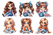 Watercolor Quirky Girl Clipart Bundl, an Illustration by Daily.Designs (Thumbnail 2 of 5)