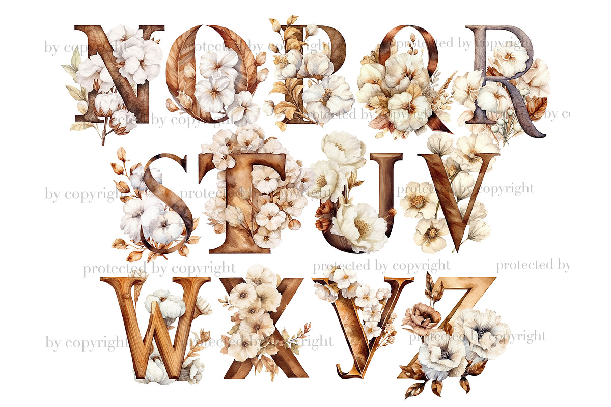 Cotton Alphabet Cozy Winter Clipart, a Decorative Illustration by GlamArtZhanna (Photo 3 of 5)