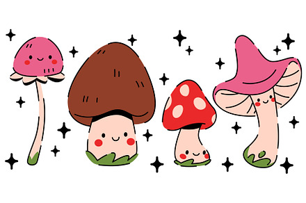 Cute mushroom characters mascot pack, an Object Illustration by art PVP - market
