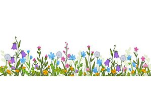 Hand drawn wildflowers border, an Object Illustration by art PVP - market
