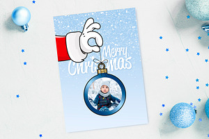 Santa Holding Ball Card