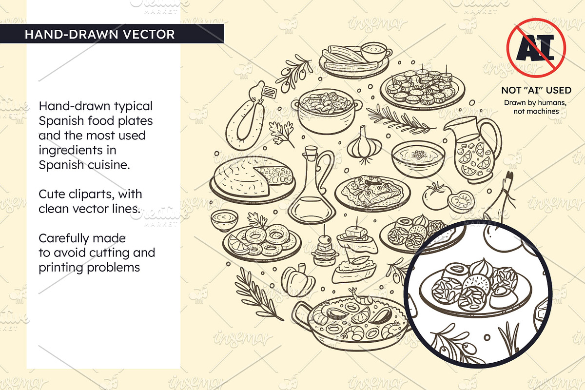 Spanish Food Doodle Clip Arts, a Food Illustration by insemar (Photo 2 of 4)