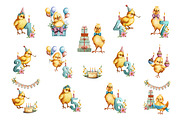 Cute Chick Birthday Collection, an Animal Illustration by IrynaPanashii (Thumbnail 5 of 7)