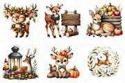 Watercolor Autumn Deer Clipart Bundl, an Illustration by DreamPrint404 (Thumbnail 2 of 6)