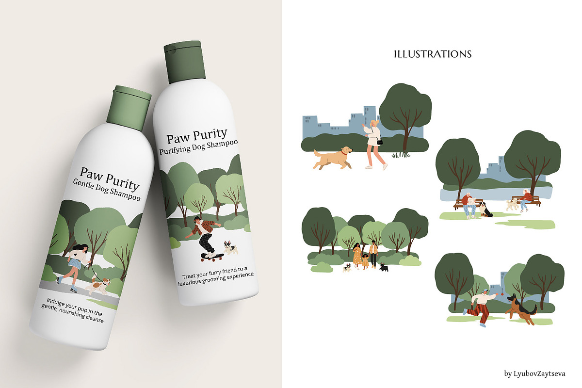 People and dogs in park illustration, a Person Illustration by LyubovZaytseva (Photo 15 of 22)