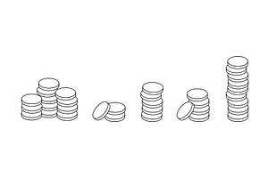 Set of outline gold coins stacks, a Finance Illustration by GraphiShop