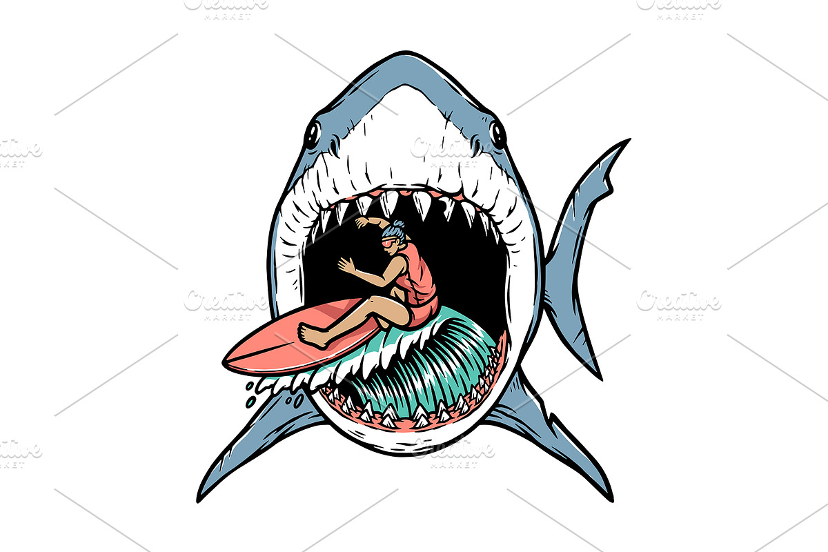 surfing in danger illustration, a Sport Illustration by gunaonedesign (Photo 1 of 4)