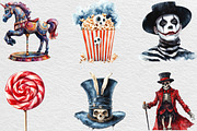 Watercolor Spooky Circus Clipart, an Illustration by Black Bird Studio (Thumbnail 2 of 6)