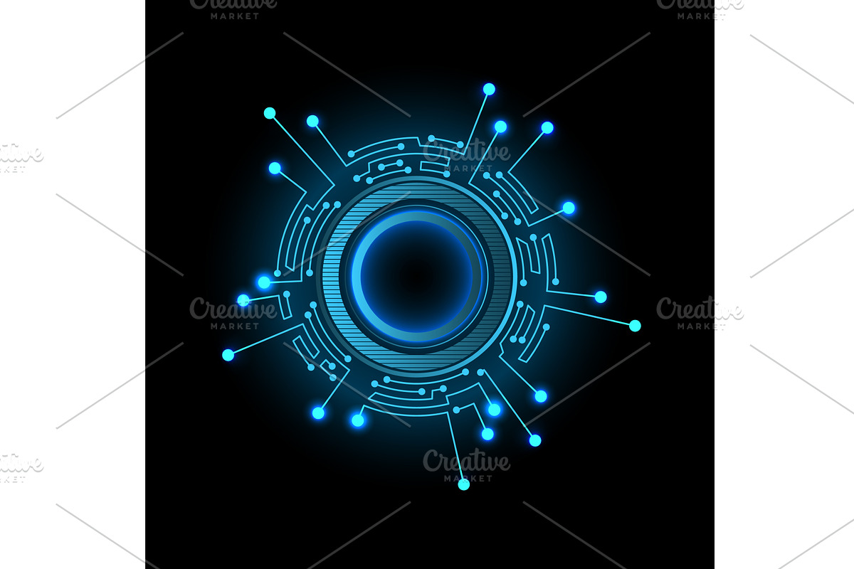 Circuit board circle frame, a Technology Illustration by Things for designers