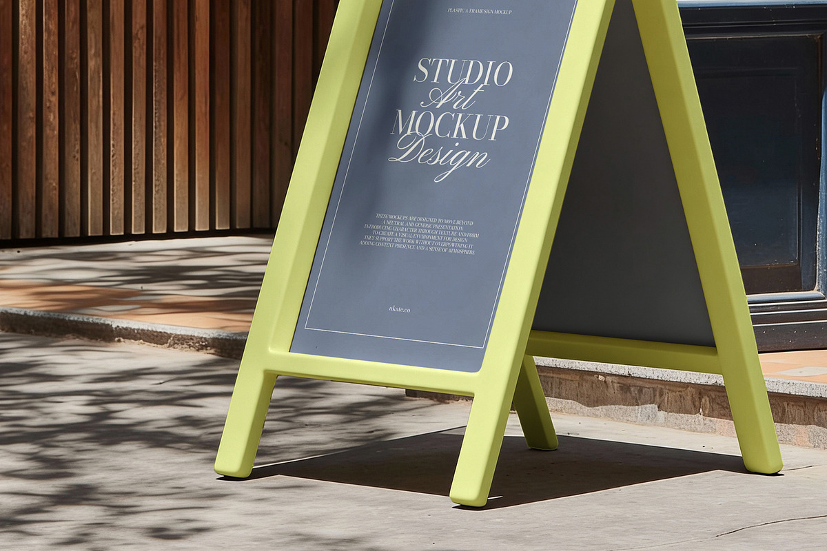 Plastic A-Frame Sign Mockup, an Advertising Mockup by nkate.co