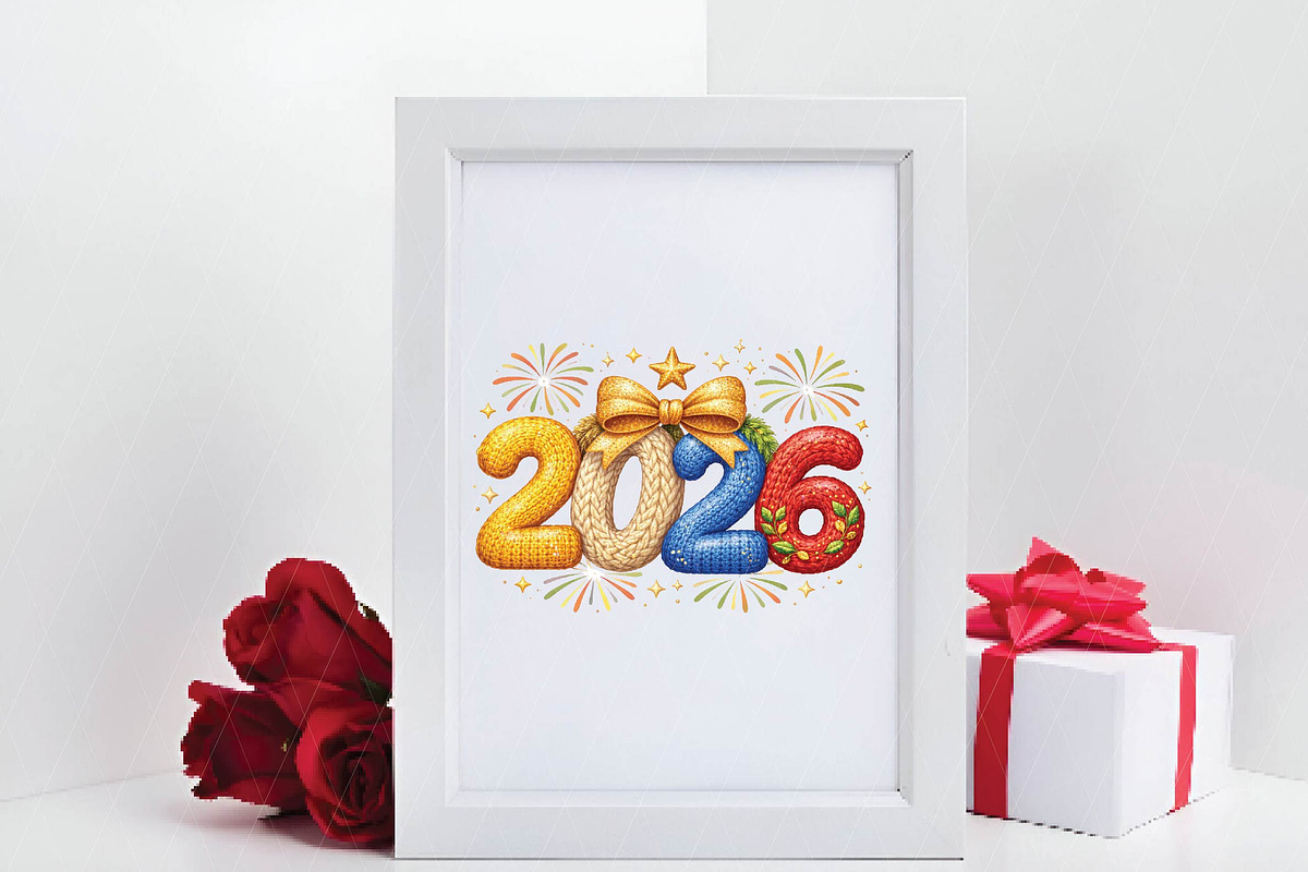 Faux Yarn New Year 2026 Png, an Illustration by DreamPrint404 (Photo 2 of 6)
