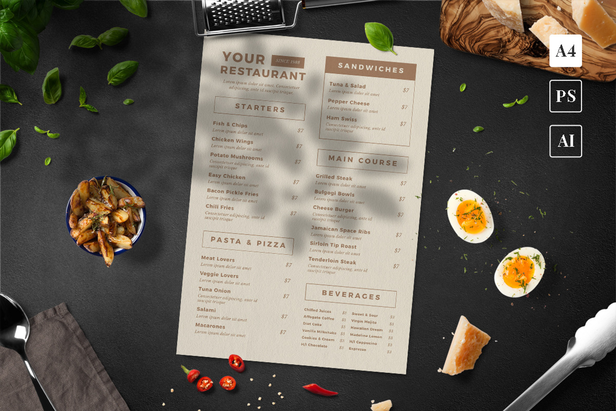 Vintage Food Menu, a Print Template by The Savory Directors (Photo 1 of 3)