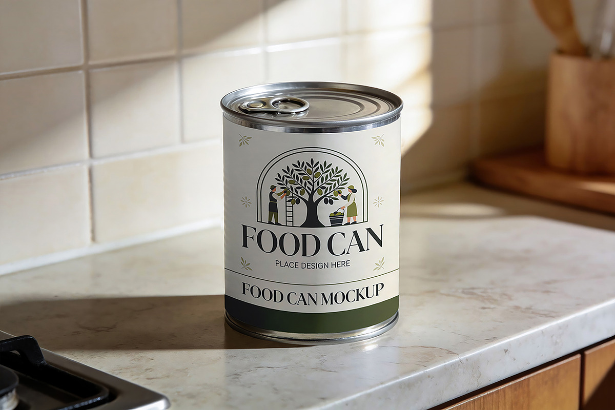 Food Can Mockup, a Cups & Container Mockup by Pitchlook.Studio (Photo 2 of 4)