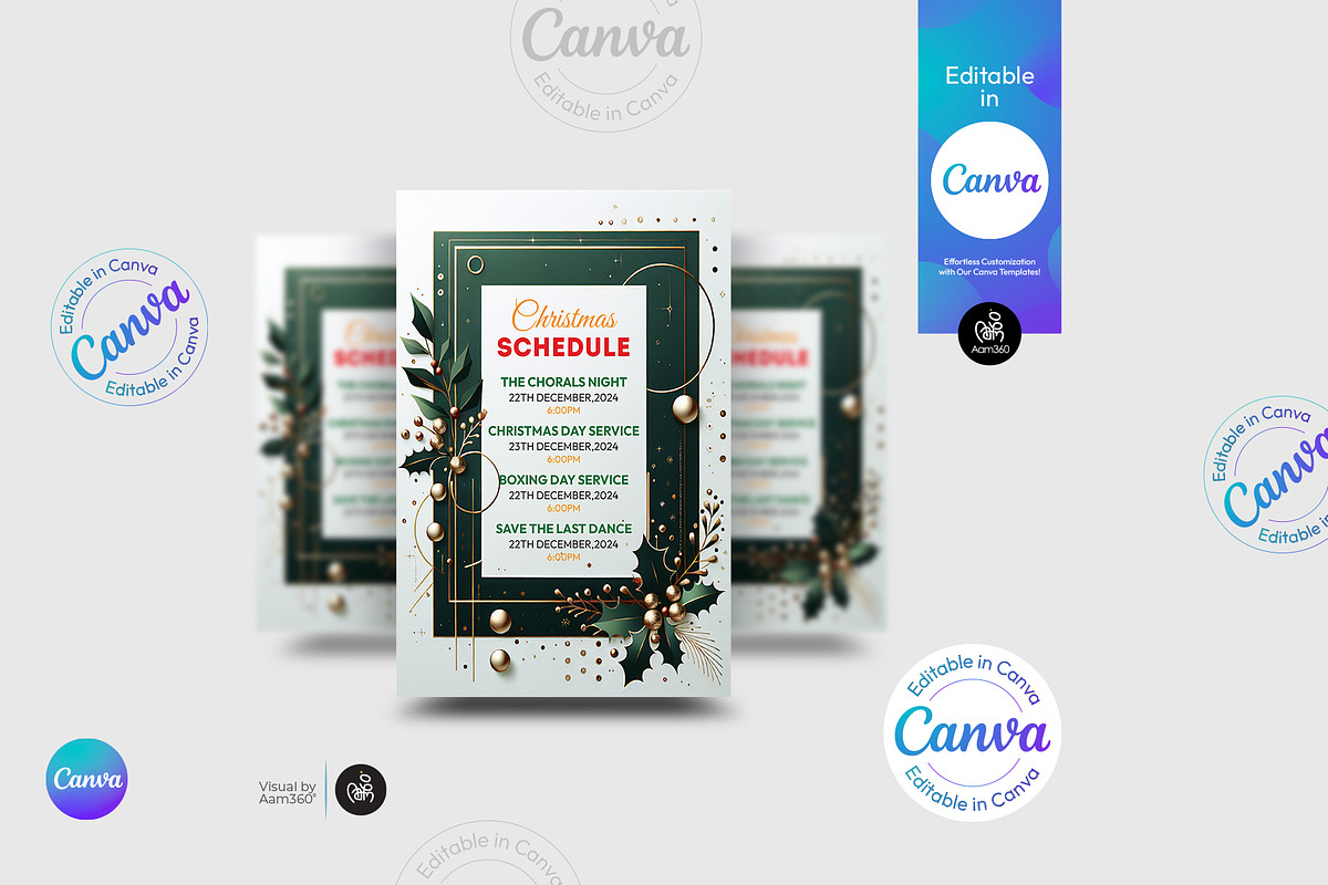 Christmas Schedule Flyer Template, a Flyer Template by Aam360 (Photo 1 of 3)