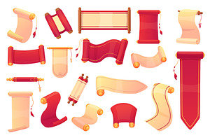 Cartoon asian scrolls. Paper scroll, an Illustration by LadadikArt