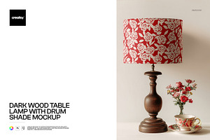 Table Lamp with Drum Shade Mockup, a Household Mockup by creatsy5