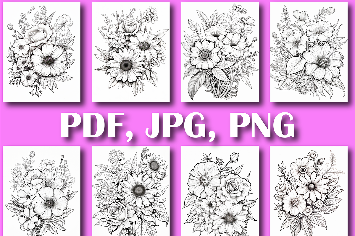 Flowers Coloring Book for Adults -V2, an Animal Illustration by Design Zone (Photo 5 of 7)