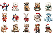 Cute Christmas Animal Clipart, an Illustration by Designking (Thumbnail 3 of 5)