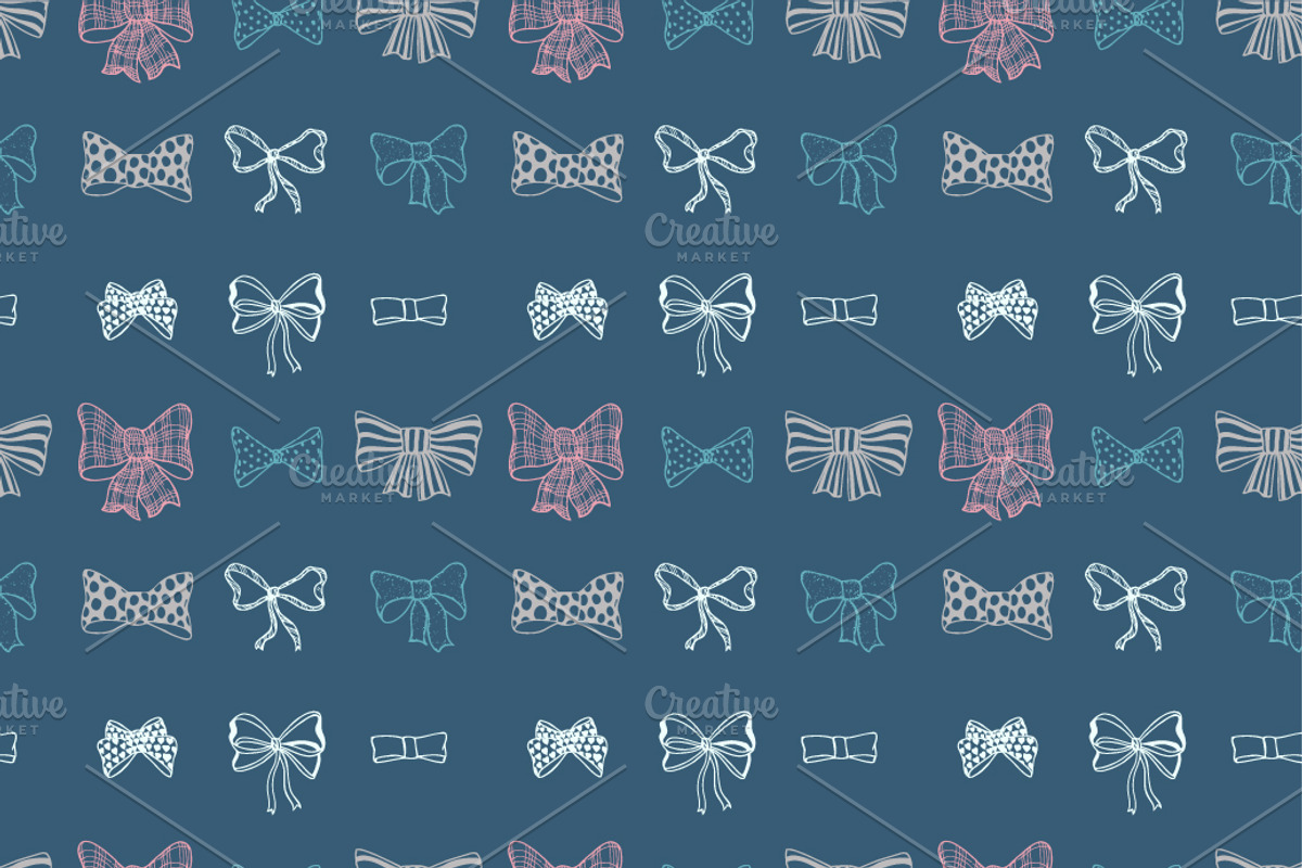 Set of bows, hand drawn patterns preview 2