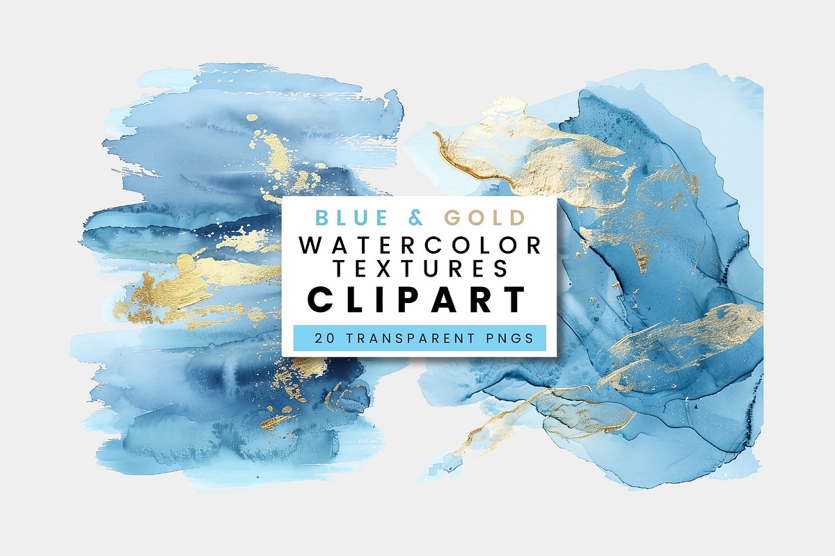 Blue and Gold Watercolor Texture, a Texture Illustration by ClipCraft (Photo 2 of 8)