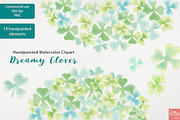 Watercolor Clipart Dreamy Clover PNG, an Illustration by LittleAcornGraphics (Thumbnail 1 of 5)