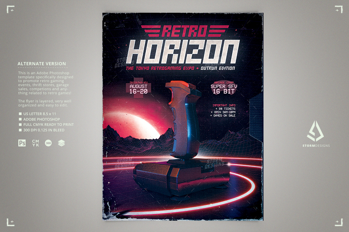 Game Night Flyer Retro Joystick, a Flyer Template by Storm Pixels (Photo 2 of 3)