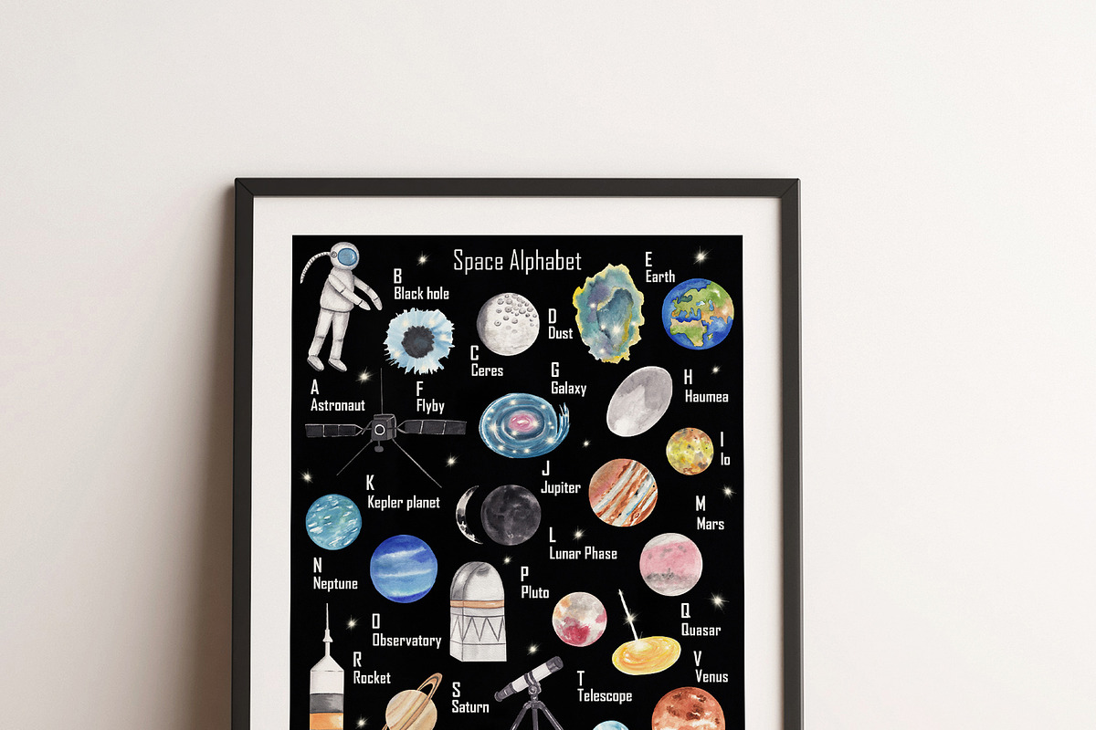 Space Alphabet Set - watercolor, an Animal Illustration by Visual Animal (Photo 5 of 10)