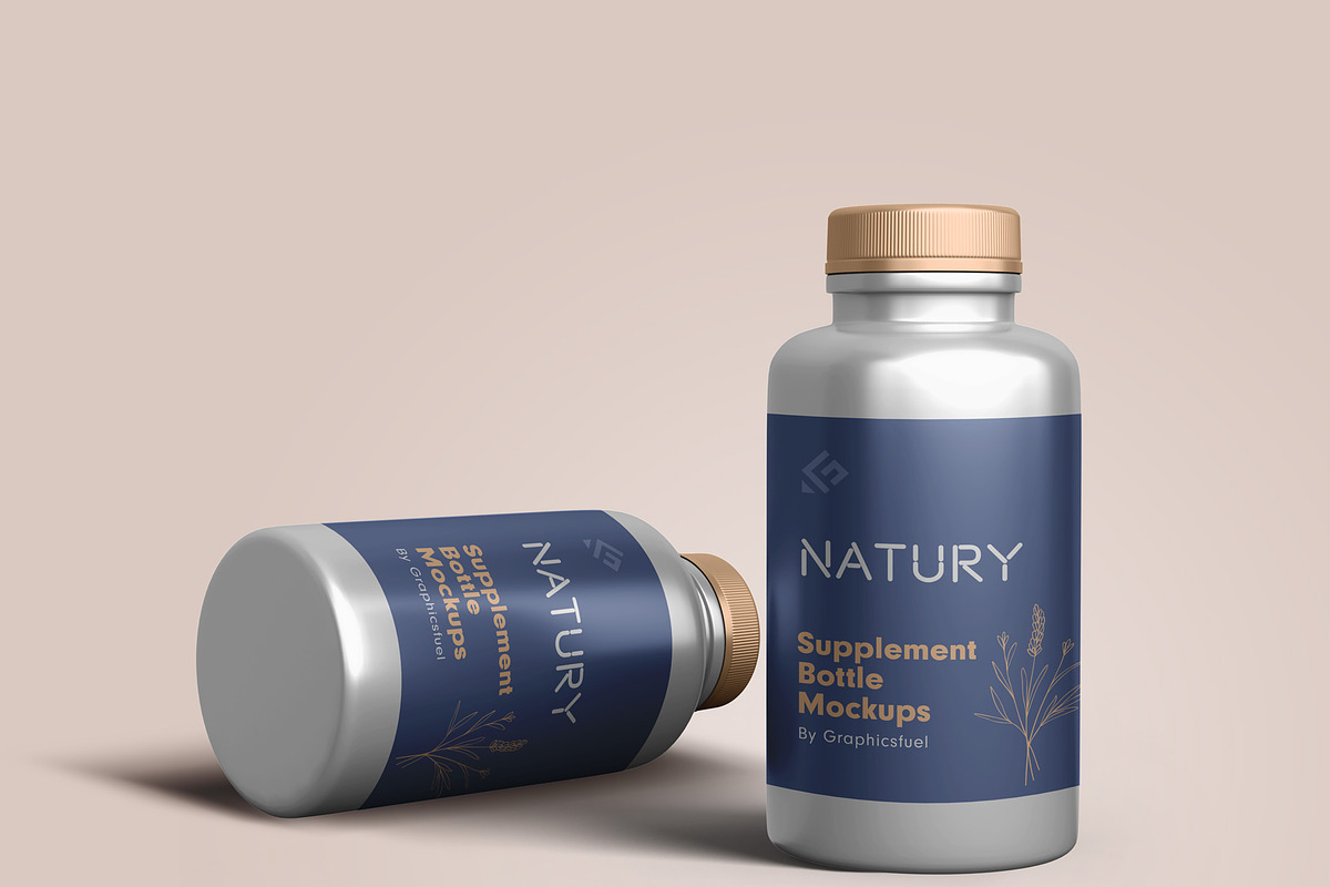 Supplement Bottle Mockups, a Packaging Mockup by Graphicsfuel (Photo 5 of 12)